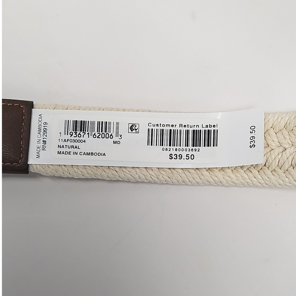 Alfani Braided Belt Mens 34-36 Natural Brown‎ Woven Casual Leather - Picture 4 of 5